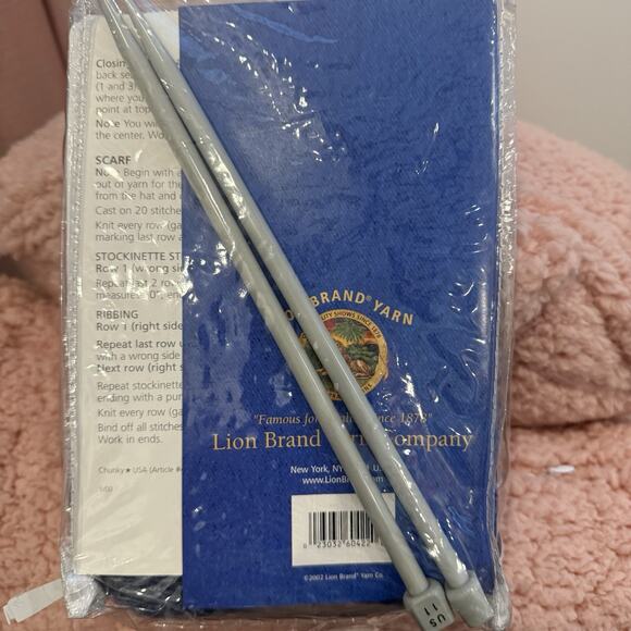 LION BRAND LEARN To KNIT KIT INCLUDES YARN & NEEDLES DENIM COLOR - Picture 6 of 8